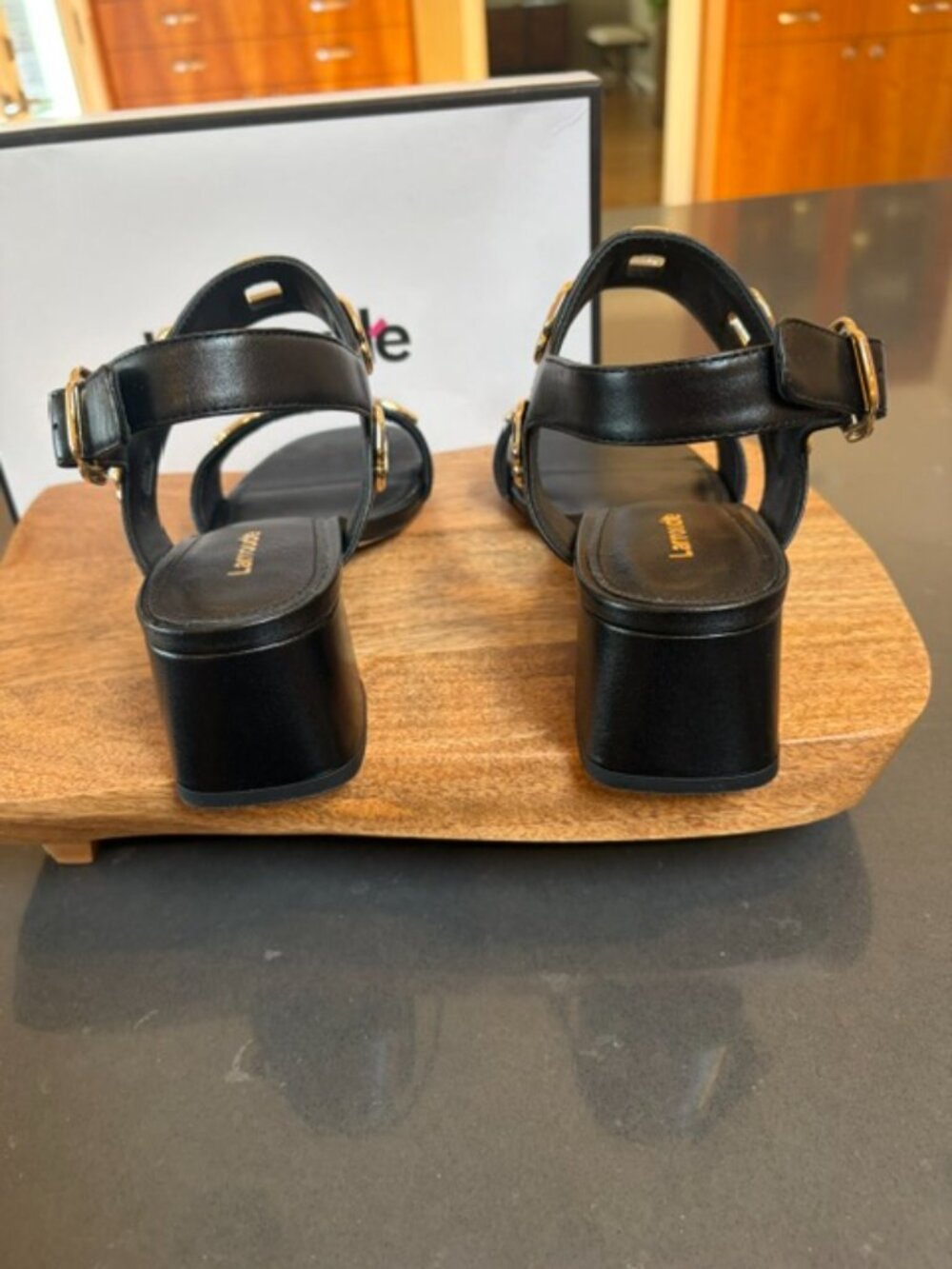 NWT/NIB Larroude Milan Sandal in Black Leather Size 8.5 - Picture 10 of 13